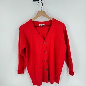 Madewell‎ Red Merino Wool Blend Cardigan Size XS Academia Preppy Scandi Parisian